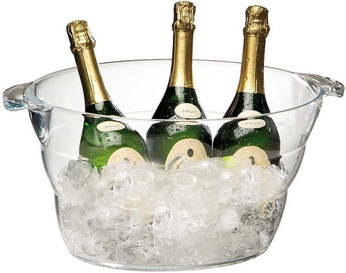 Wein- / Sektkühler 47 x 28 cm, H: 23 cm Acryl, glasklar, 10 Liter für bis zu 6 Flaschen geeignet nicht spülmaschinengeeignet