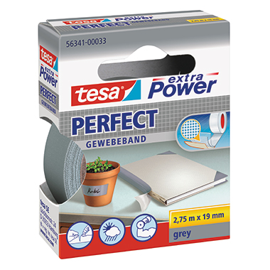 tesa® Gewebeband extra Power® Perfect Innenbereich, Außenbereich 19 mm x 2,75 m (B x L) grau