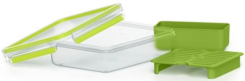 Emsa CLIP & GO Brunchbox 1,2 Liter mit Gittereinsatz und 2. Ebene - 100 % dicht - Qualität made in Germany