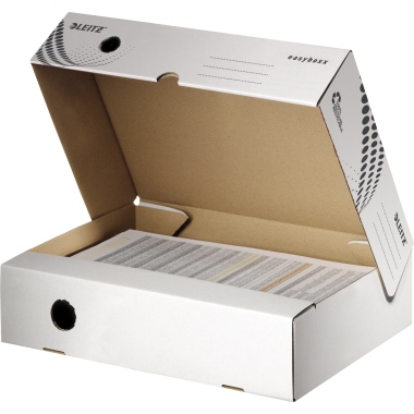 Leitz Archivschachtel easyboxx 8 x 25 x 35 cm (B x H x T) DIN A4 mit Archivdruck Wellpappe, 100 % recycelt weiß