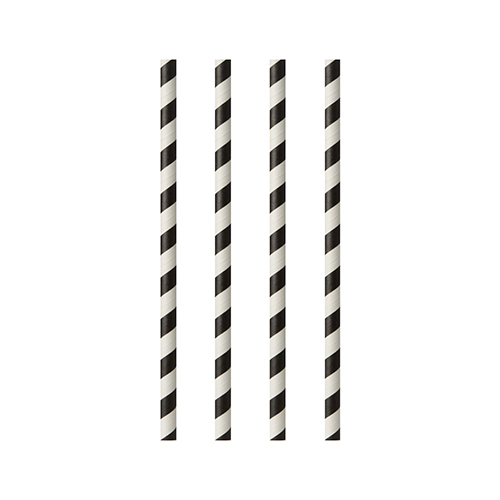 100 Trinkhalme, Papier Ø 6 mm · 20 cm schwarz/weiss "Stripes" von PAPSTAR