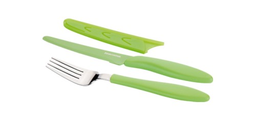 Antihaftbeschichtetes Tafelmesser und Gabel PRESTO TONE, grün