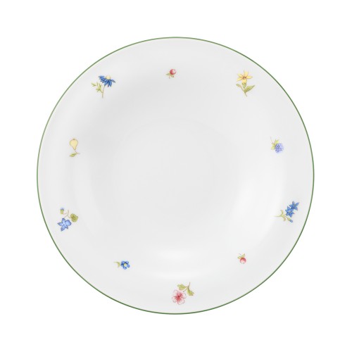 Seltmann Salatteller 19 cm, rund, Form: Community, Dekor: 57389 Streublume grüne Linie, hohe Kantenschlagfestigkeit, Made in Germany