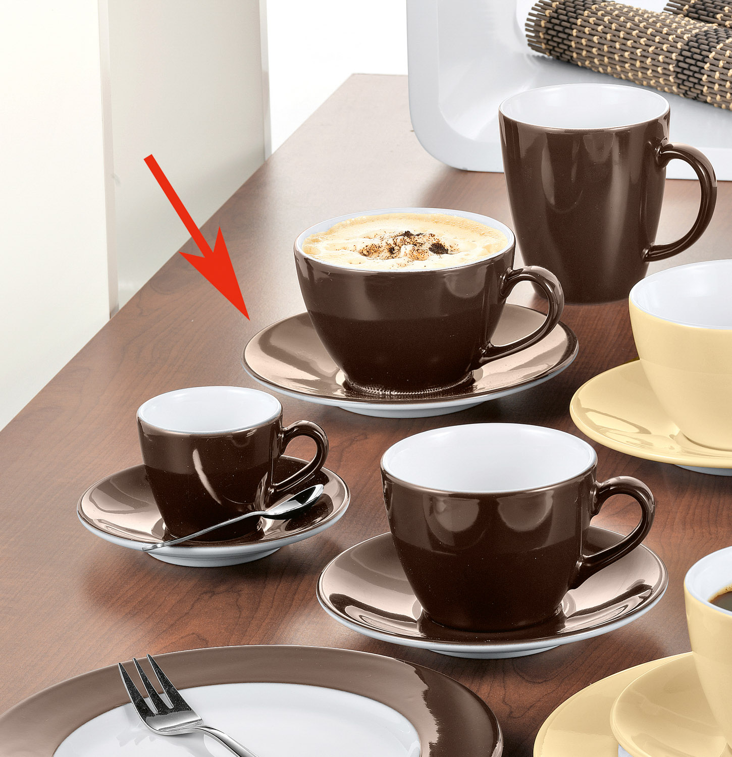Kombi-Untertasse COFFEESHOP, braun, von Eschenbach. Aus Porzellan, Durchm.16cm,