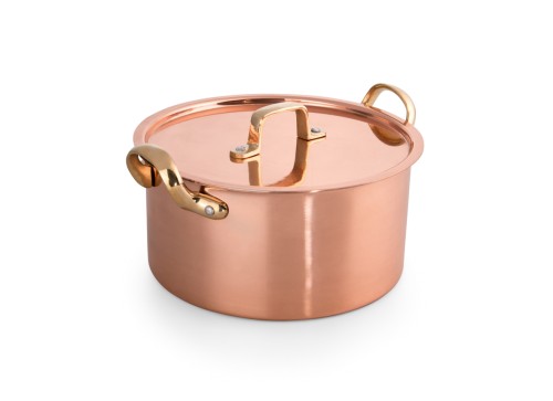 Serviertopf mit Deckel SERVIERGESCHIRR KUPFEROPTIK. Chromnickelstahl/Kupfer, › außen