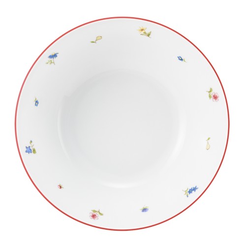 Seltmann Schüssel rund 21 cm, rund, Form: Community, Dekor: 57388 Streublume rote Linie, hohe Kantenschlagfestigkeit, Made in Germany