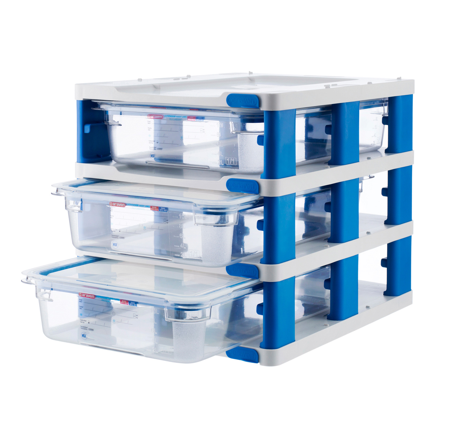 ARAVEN Gastroturm für GN 1/1 Behälter inklusive 3 Containern, 562x372x397mm