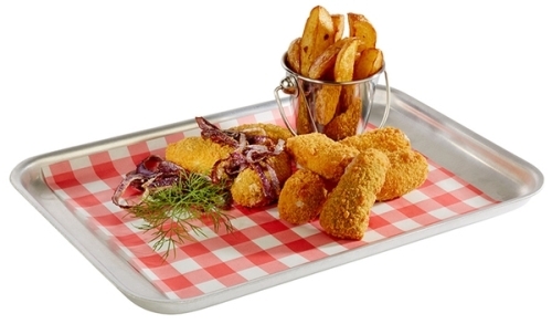 Tablett -TREND- 32 x 21,5 cm, H: 2 cm Aluminium nicht spülmaschinengeeignet stapelbar