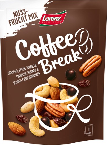 Lorenz Nuss & Frucht Schoko- Espressobohnen 100G Mandeln-Pekan-Cashews-Rosinen