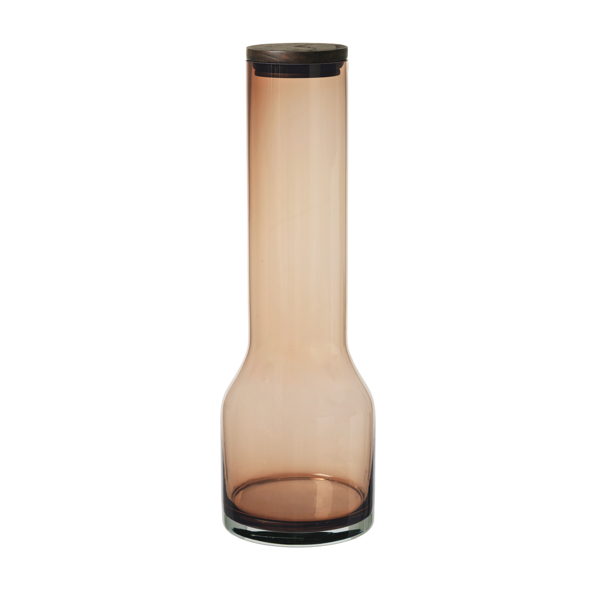 Wasserkaraffe -LUNGO- Coffee 1100ml, Ø 10. Material: Glas farbig, Eiche, Silikon. Von Blomus.