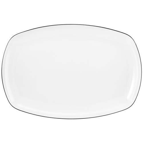 Seltmann Servierplatte eckig 35x24 cm, eckig, Form: Lido, Dekor: 10826 Black Line, hohe Kantenschlagfestigkeit, Made in Germany