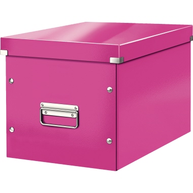 Leitz Archivbox Click & Store Cube 32 x 36 x 36 cm (B x H x T) DIN A4 ohne Archivdruck Graukarton, Polypropylenfolie laminiert pink