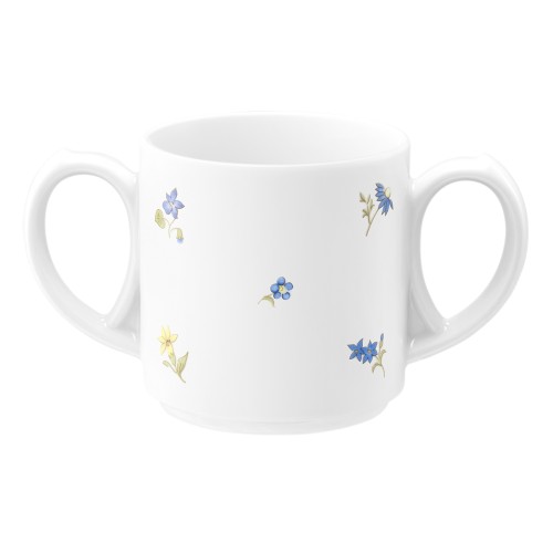 Seltmann Becher mit 2 Henkel 0,28 l, rund, Form: Community, Dekor: 57391 Streublume, hohe Kantenschlagfestigkeit, Made in Germany