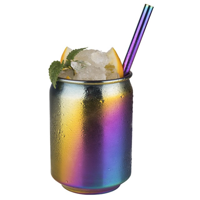 APS Becher -COOL-, Ø 7,5 cm, H: 10,5 cm, 18/8 Edelstahl, Regenbogen-Look, Volumen: 0,35 Liter