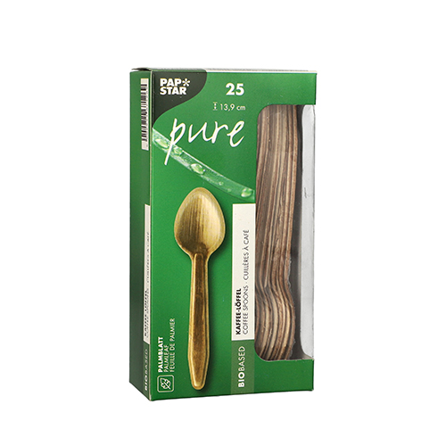PAPSTAR 25 Kaffeelöffel, Palmblatt "pure" 13,9 cm