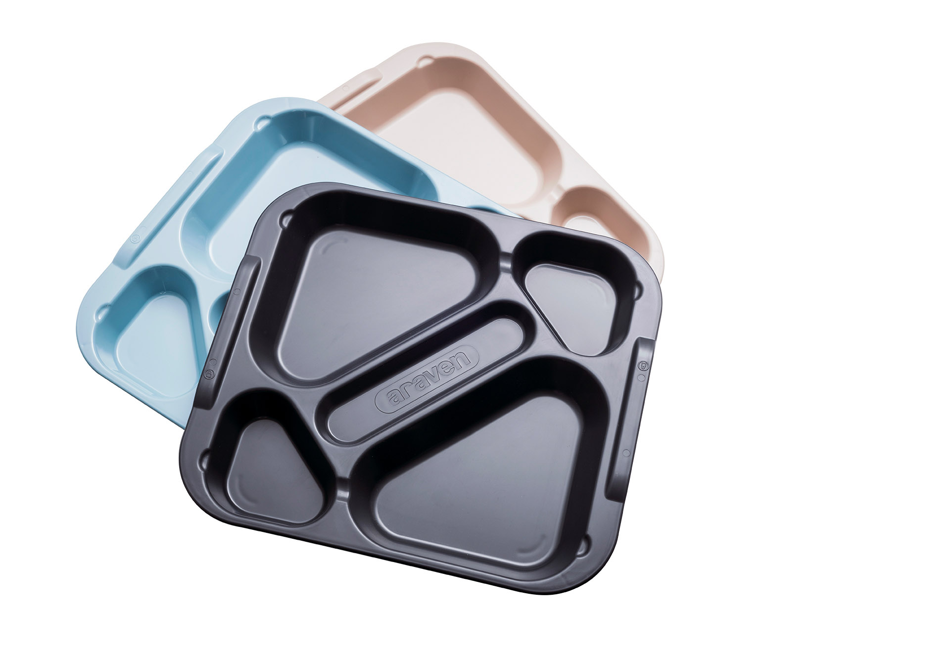 ARAVEN Tablett 370x334mm aus Polypropylen mit 5 Abteilen, grau