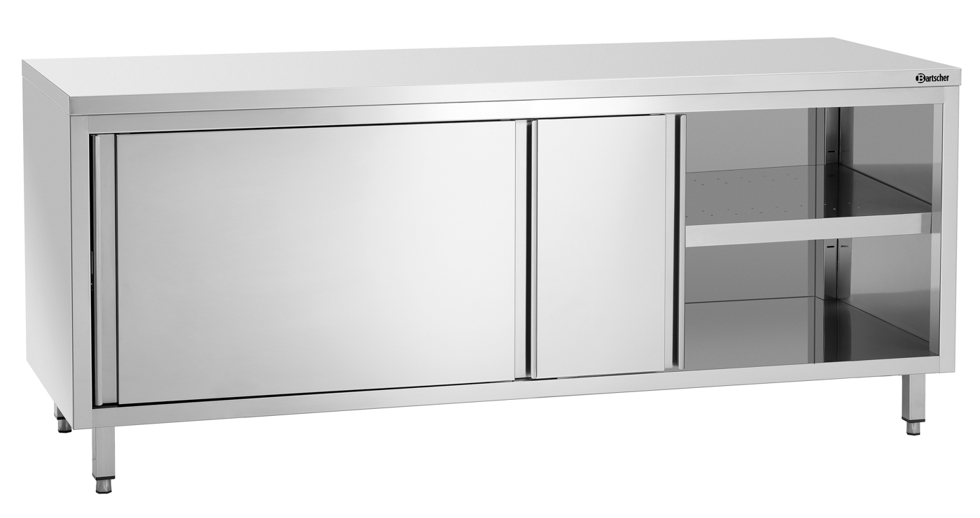 Bartscher Arbeitsschrank 700, B2000 |Eigenschaften: 40 mm abgekantet ,Füße ausVierkantrohr 40 x 40 mm | Maße: 200 x 70 x 850