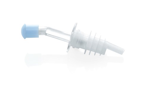 Ausgießer. Polystyrol. mit Verschlussklappe und Belüftungsrohr.