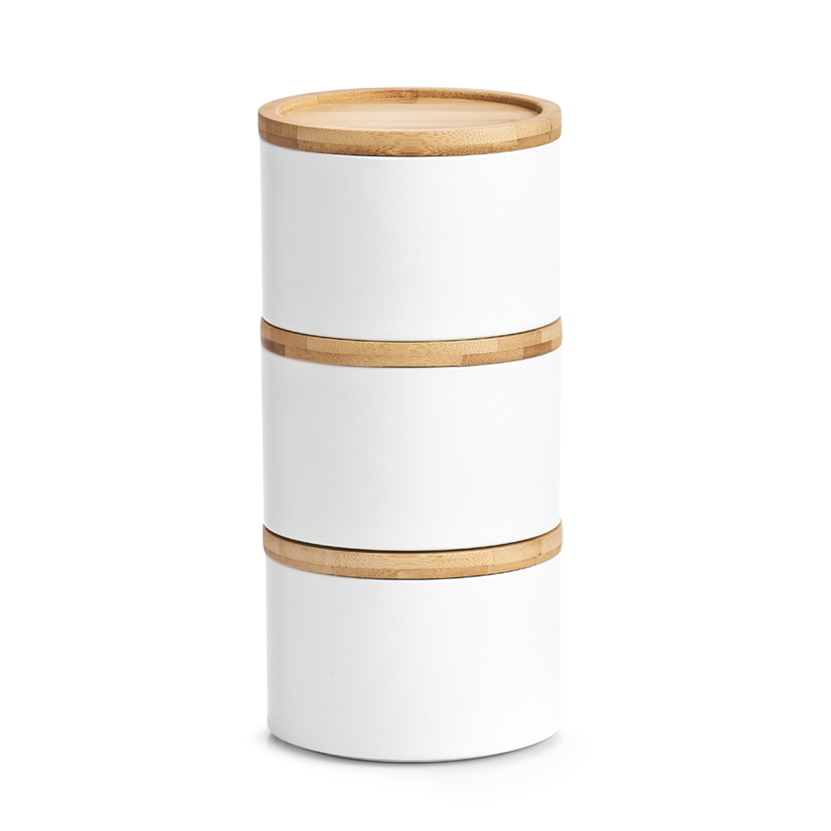 Vorratsdose, Metall; Bamboo, Ø13x9,7 cm. Farbe: weiß Mit dieser Vorratsdose im skandinavischen Design bringen Sie schnell Ordnung in Ihre Küche.