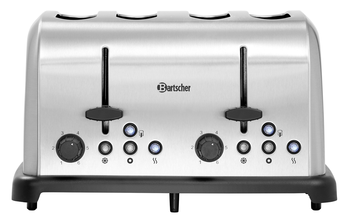 Bartscher Toaster TBRB40 | Kontrollleuchte:Auftauen ,Aufwärmen ,Bagel toasten ,Toasten |Maße: 32,5 x 28 x 17,0 cm.
