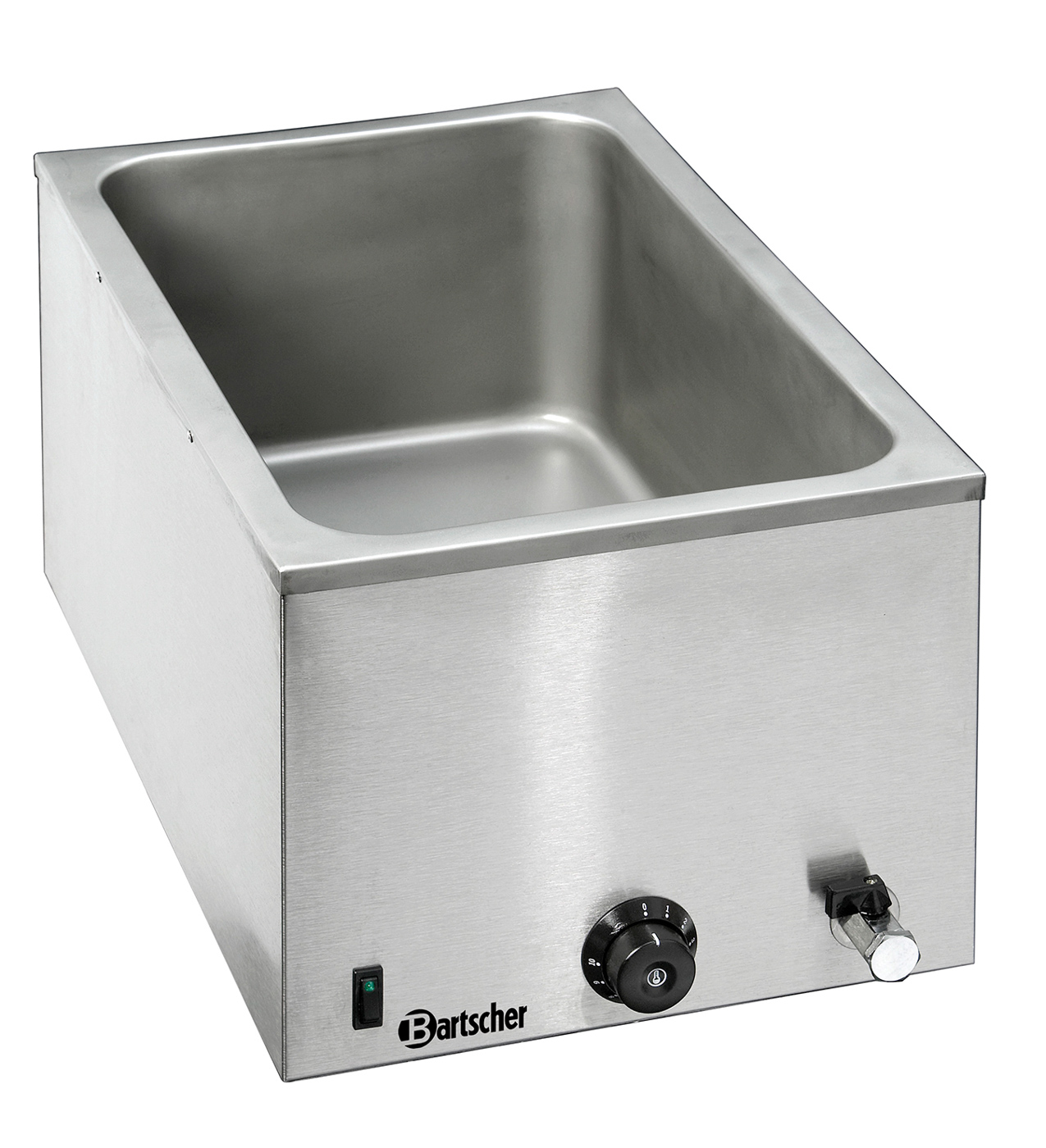 Bartscher Bain Marie, 1/1GN, 200mm, mit Hahn |Frequenz: 50/60 Hz | Maße: 35,5 x 60 x 295 mmGewicht: 9,5 kg