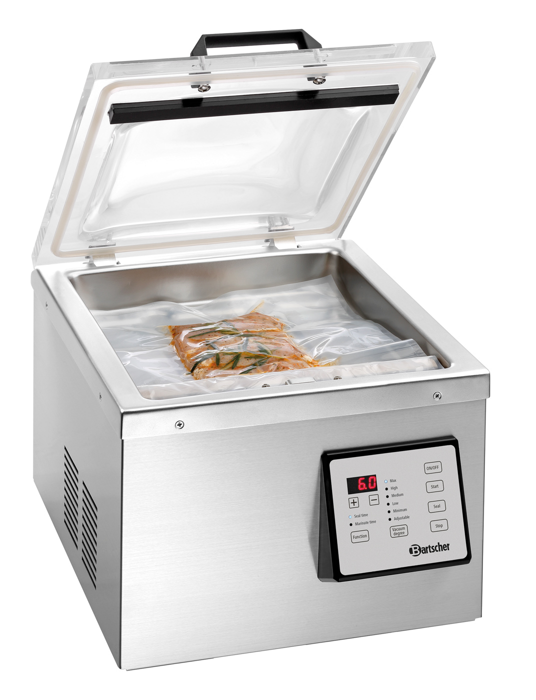 Bartscher Vakuum-Verpackungsmaschine 290/4 | Vakuumkontrolle: Elektronisch | Maße: 36 x 50 x 350 cm. Gewicht: 25 kg