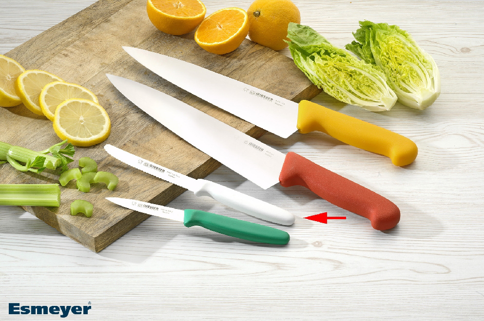 Giesser Allzweckmesser EXPERT mit Wellenschliff, Klingenlänge 11 cm, weißer Griff, Klinge aus hochwertigem Chrom-Molybdän-Stahl