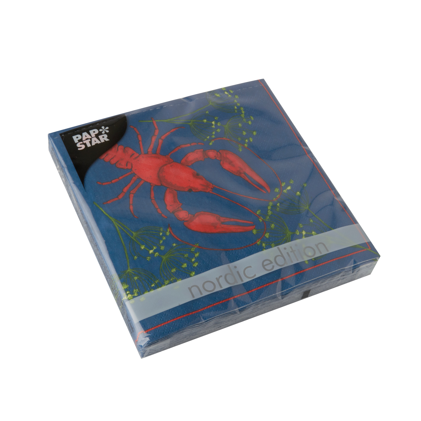 PAPSTAR 20 Servietten, 3-lagig "Nordic Edition" 1/4-Falz 33 cm x 33 cm "Kräftskiva"