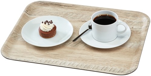 HENDI Serviertablett Melamin mit Holzoptik Druck - Farbe: Eiche hell - 240x350 mm