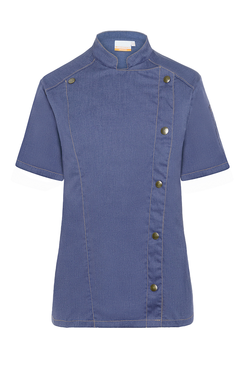 Kurzarm Damenkochjacke Jeans-Style - Größe: 34