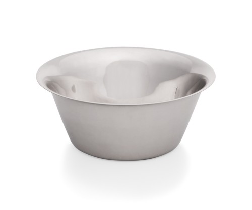 Schüssel. Chromnickelstahl. konische Form, mit bordiertem Rand.