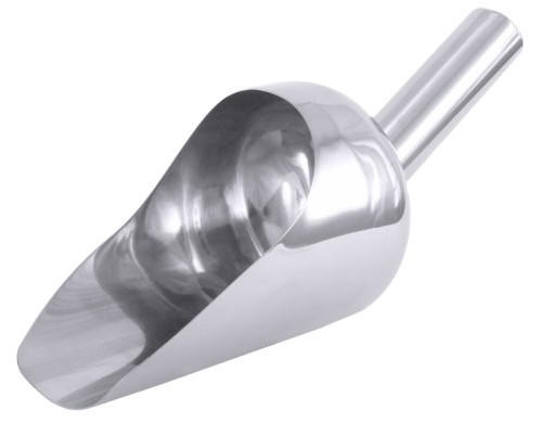 Mehlschaufel aus Edelstahl, hochglänzend, mit Hohlgriff Durchmesser Schaufel: 11 cm, Länge: 30 cm, Schaufellänge: 16 cm,