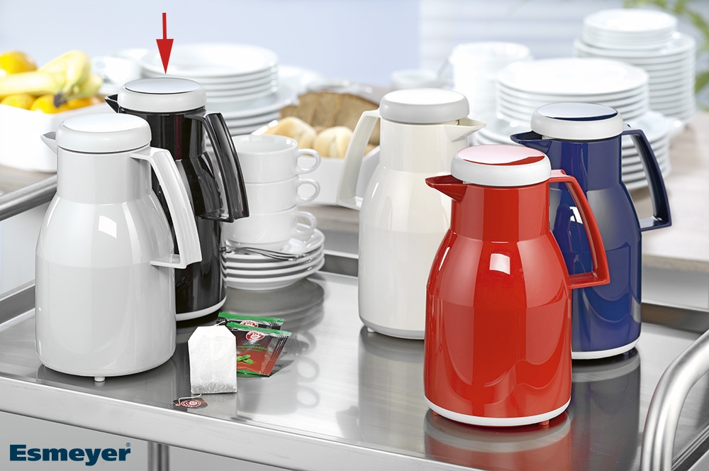 Helios Isolierkanne WASH, Inhalt: 1,0 Liter, Farbe: schwarz, spülmaschinengeeignet, Kunstoff, Qualitätsglas-Einsatz, Drehverschluß,