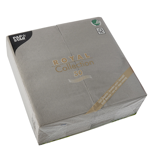 50 Servietten "ROYAL Collection" 1/8-Falz 40 cm x 40 cm grau von PAPSTAR