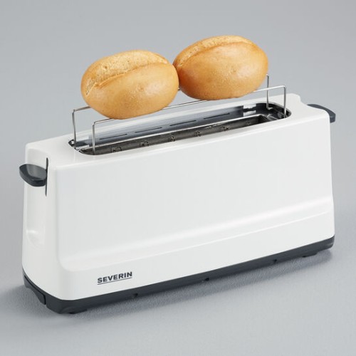 Severin Langschlitztoaster, ca. 800 W, 2 Scheiben, integrierter Brötchen-Röstaufsatz, Defroster-Stufe - Aufwärm-Stufe -