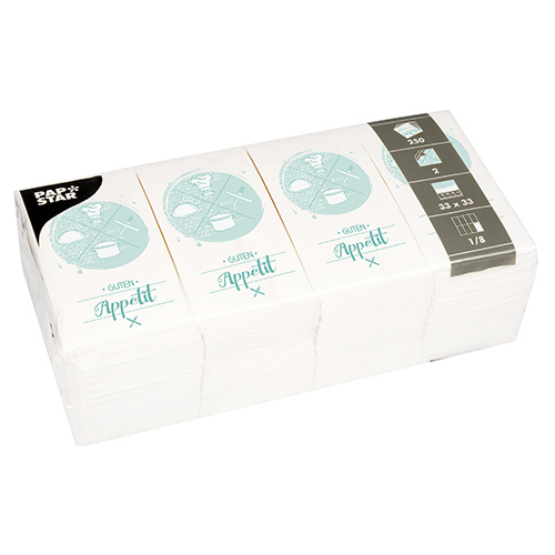 250 Servietten, 2-lagig 1/8-Falz 33 cm x 33 cm "Guten Appetit" von PAPSTAR