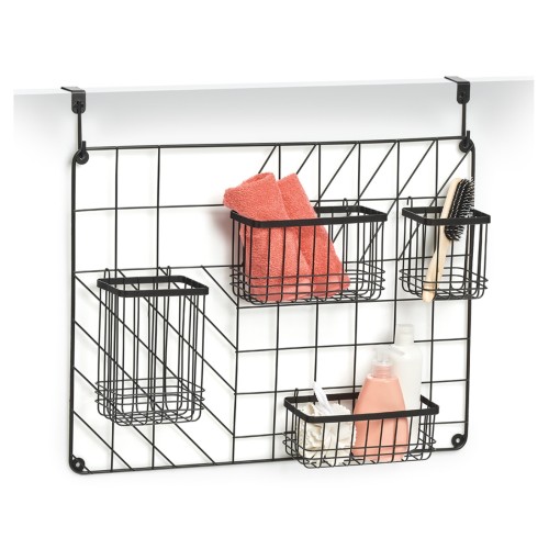 Wand-Organizer Set, 5-tlg., Metall, schwarz. Länge: 460 mm. Breite: 120 mm. Höhe: 603 mm