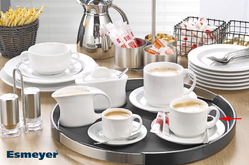 Kaffeeobertasse ADRINA von caterado, Farbe: weiß, Inhalt: 0,18 Liter, stapelbar, Material: Porzellan, Hotelgeschirr.