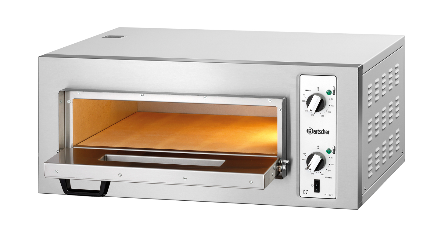 Bartscher Pizzaofen NT 501 | Spannung: 400 V |Maße: 80 x 75 x 36,0 cm. Gewicht: 44,6 kg