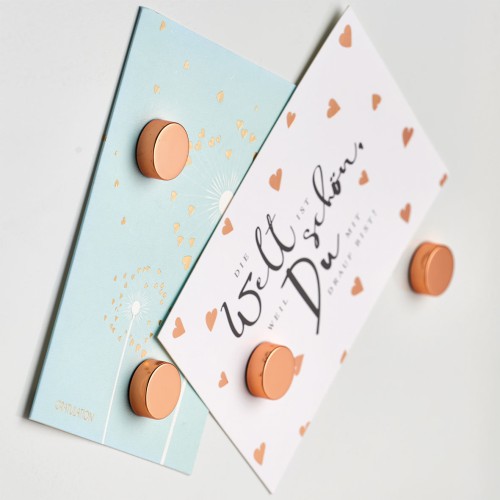 Magnet-Set, 4-tlg., extra stark, roségold. Ø: 23 mm. Höhe: 9 mm.