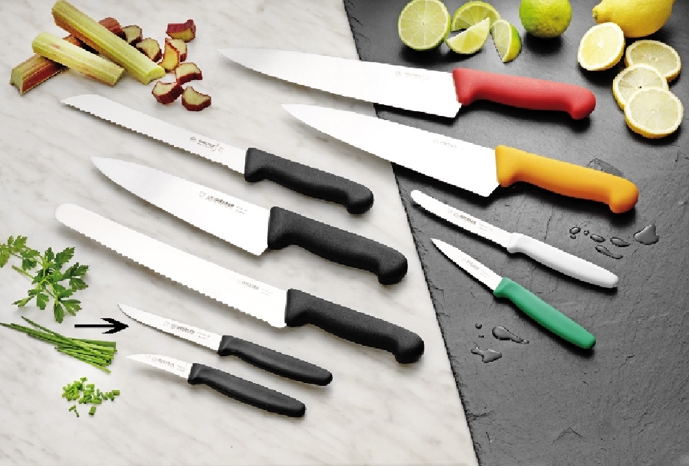 Giesser Steakmesser EXPERT aus Edelstahl, 21,5 cm , mit Wellenschliff, schwarzer Griff