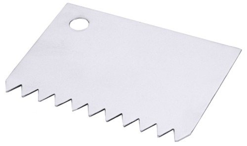 Kammschaber aus Edelstahl 18/10, hochglänzend, mit Aufhängeloch, mit elf 10 mm tiefen Zacken Länge: 11 cm, Breite: 8 cm