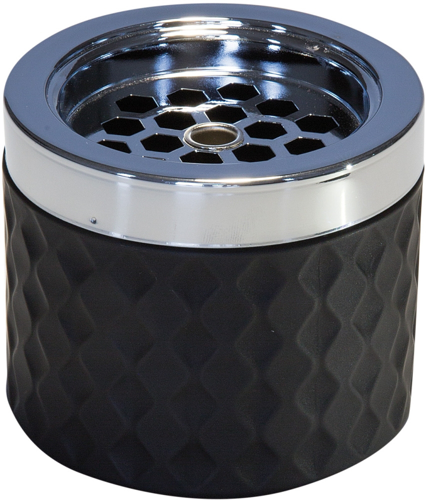 Windaschenbecher Ø 9,5 cm, H: 8 cm Glas, matt-schwarz, gefrosted Metall verchromt mit Bajonettverschluss zerbrechlich