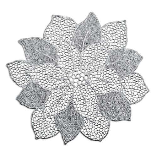 Platzset, PVC, 49x47 cm. Farbe: silber. Gold oder Silber? Bei unserem Platzsets "Flower" fällt die Wahl nicht leicht. Mit diesen Accessoires bringen