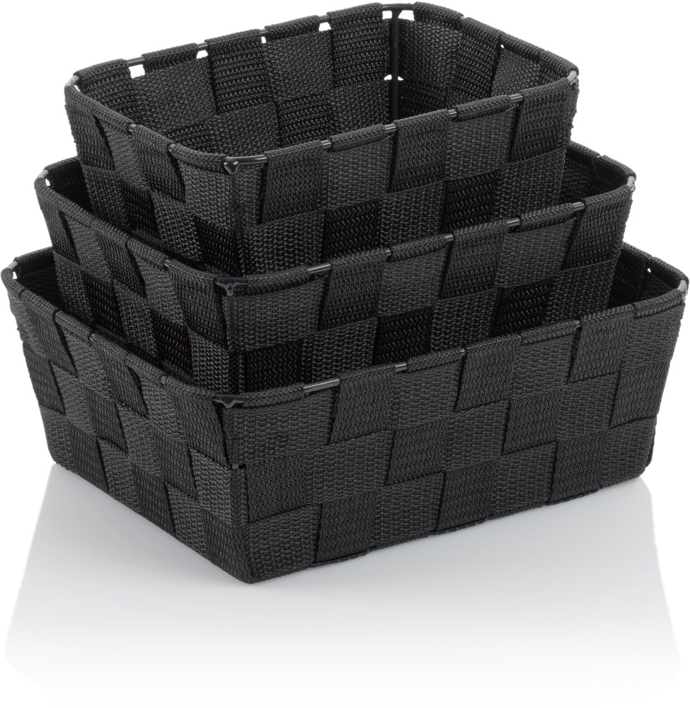 KELA Korb-Set Alvaro PP-Faserband schwarz 3Stk