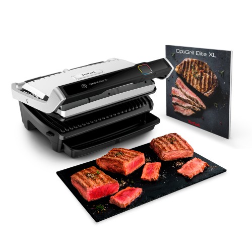 TEFAL KONTAKTGRILL OPTIGRILL ELITE XL GC760D [16 automatische Programme; digitales Display mit Countdown zum perfekten Grillergebnis; extra