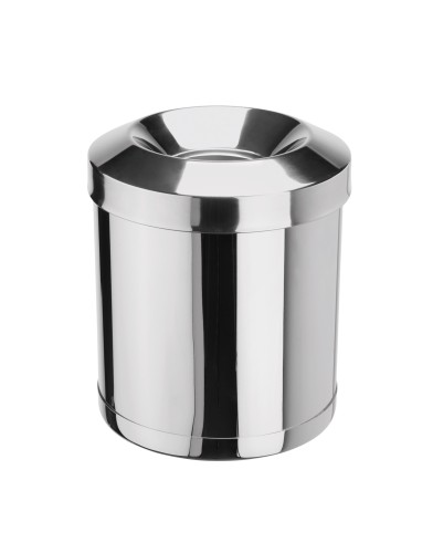 Papierkorb. Edelstahl. mit selbstlöschendem, abnehmbarem Feuerschutzdeckel, Deckelöffnung