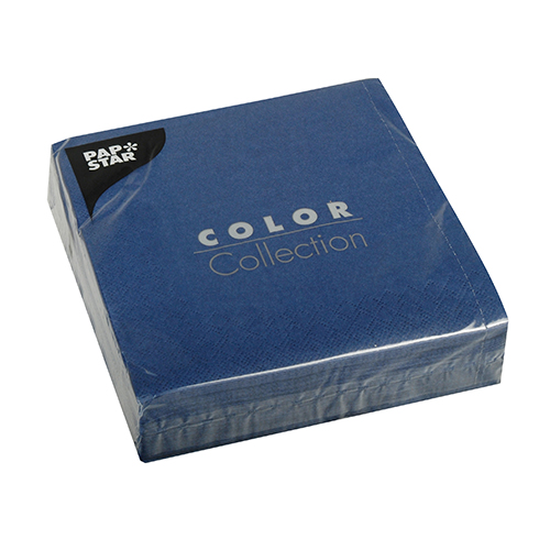 50 Servietten, 3-lagig 1/4-Falz 33 cm x 33 cm dunkelblau von PAPSTAR