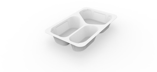 Duni 1/4 GN Menüschalen 263 x 161 x 45 mm Weiß 3-Teilung, 225 Stk/Krt (1 x 225 Stk)