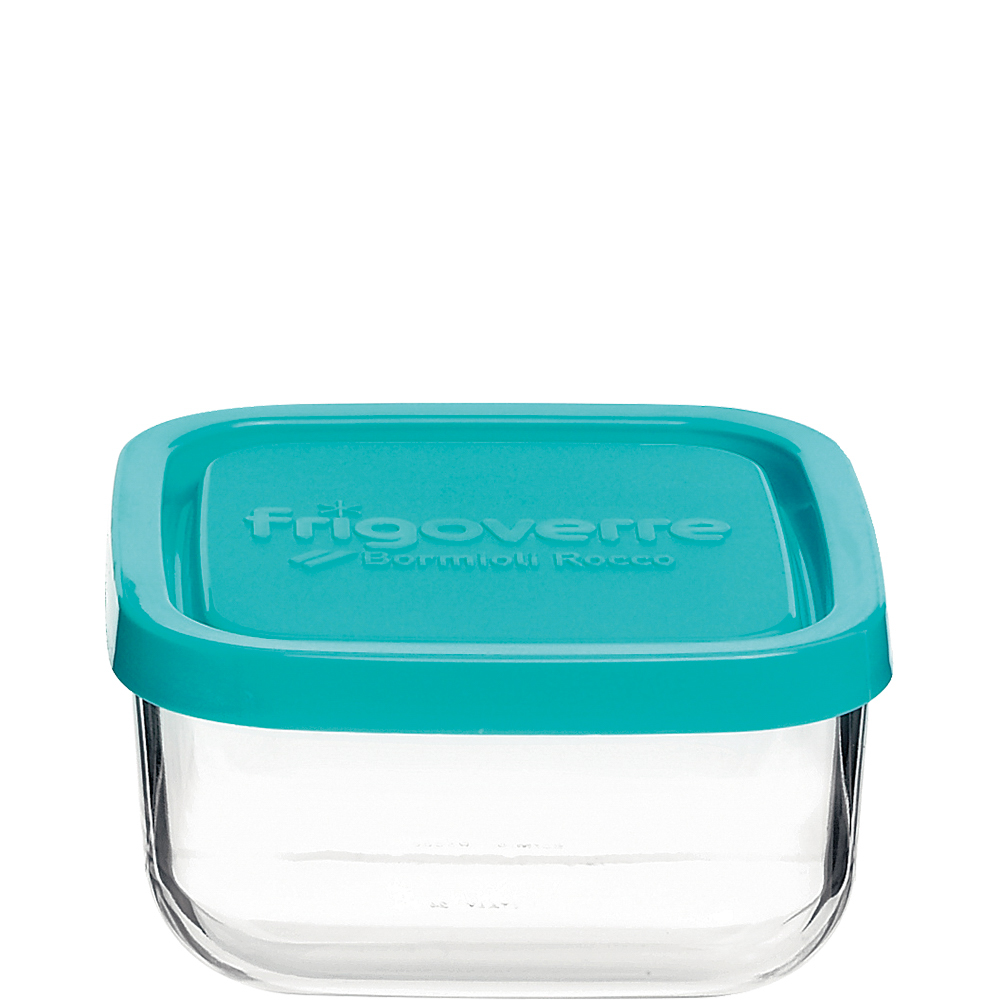 Bormioli Rocco Frigoverre Classic Box quadratisch 34cl, 100x100mm, blauer PP-Deckel, blau, Polypropylen (PP)